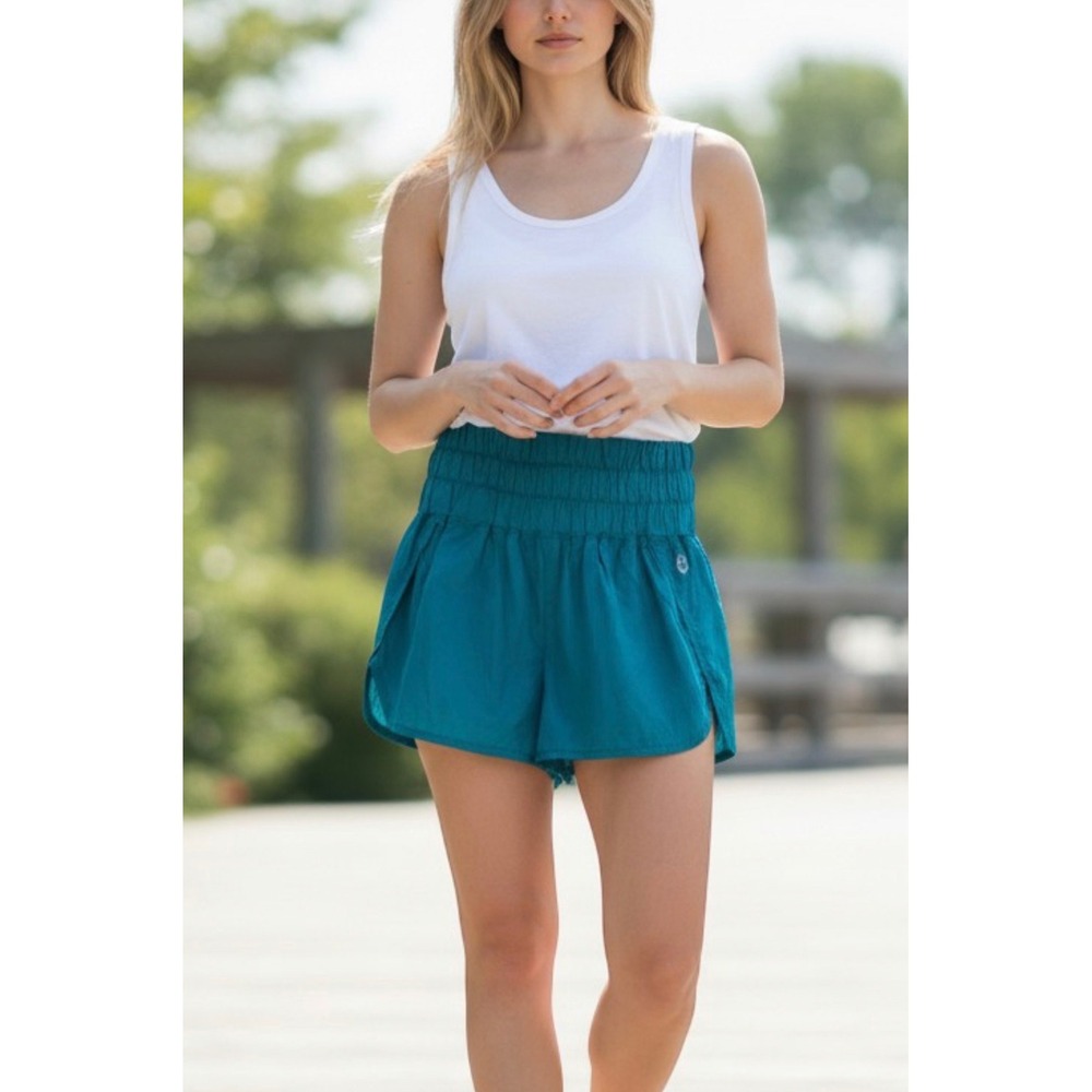 FP Movement Free People The Way Home High Waisted Running Shorts Teal OB873836